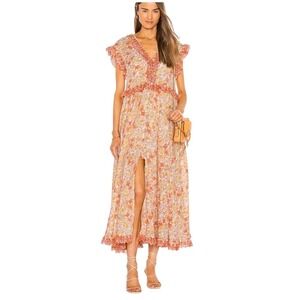 Free People Milania Midi Dress Size S Confetti Combo Lace Trim Button Front